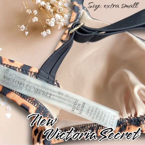 NWOt Victoria's Secret Animal Print Rhinestone padded Bikini Top - XS - Picture 5 of 6